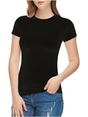 Elit Siyah Kısa Kol Basic Kadın Body-Siyah-L