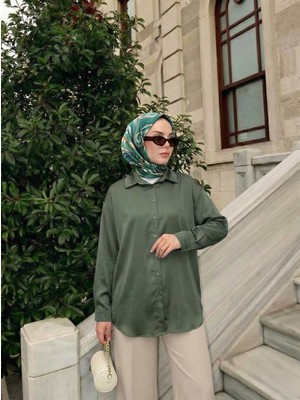 Foremia Saten Tunik-Haki -