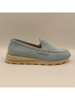 Ametist Carle Mavi Süet Kadın Loafer Ayakkabı