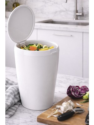 Primanova 6 Lt Banyo Mutfak Tezgah Üstü Çöp Kovası - Beyaz