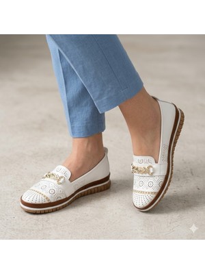 Kindep (Metem) Termo Kaymaz Taban Günlük Comfort Kadın Ayakkabı Beyaz