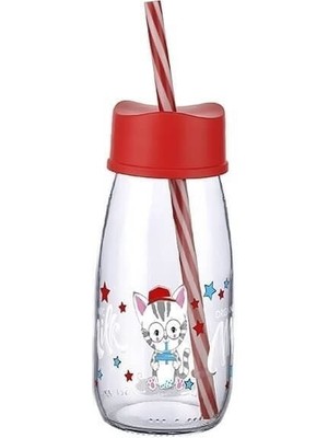 Twin Store Pipetli Su ve Süt Şişesi Cam 250 ml - Kırmızı