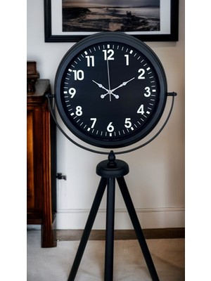 Twin Store Siyah Asil Standart Stil Tripod Ayaklı Saat