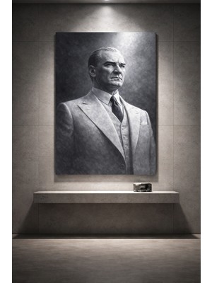 Artease Beyaz Atatürk Portresi Kanvas Tablo