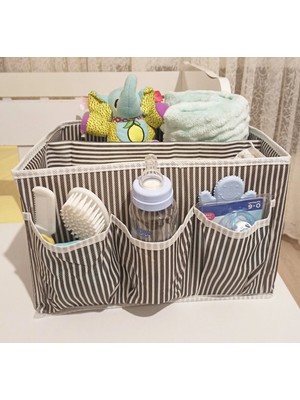 Twin Store Tutturma Aparatlı Bebek Beşik Başucu Düzenleyici Kapaklı 5 Bölmeli Organizer