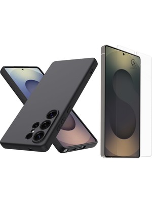 Coolacs Samsung Galaxy S26 Ultra Uyumlu Içi Kadife Lansman Kılıf ve Şeffaf Temperli Cam Ekran Koruyucu