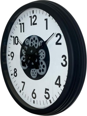 Twin Store Siyah Standart 60 cm Çarklı Duvar Saati