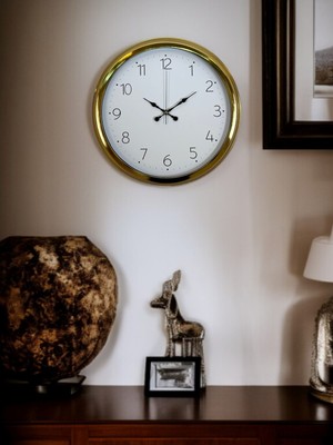 Twin Store Elegance Gold 40 cm Metal Dekoratif Tasarım Duvar Saati