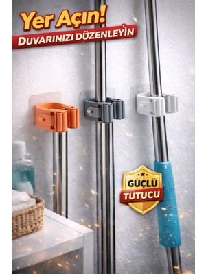 Syn Aksesuar Duvara Yapışkanlı Mop Askısı Tutucu | Süpürge & Fırça Organizer Aparatı | Güçlü Tutucu Askı (1 Adet)