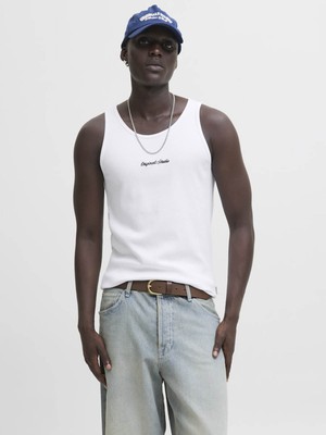 Jack & Jones Jornorrebro Rıb Tank Top Beyaz Erkek Kolsuz T-Shirt 12284156
