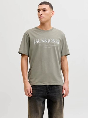 Jack & Jones Jjdevın Daytona Prınt Tee Gri Erkek T-Shirt 12290173