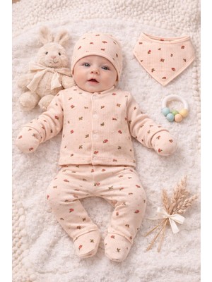 Yenidoğan Bebek Desenli 5 Parça Hastane Çıkış Seti Kız Bebek Erkek Bebek Yenidoğan