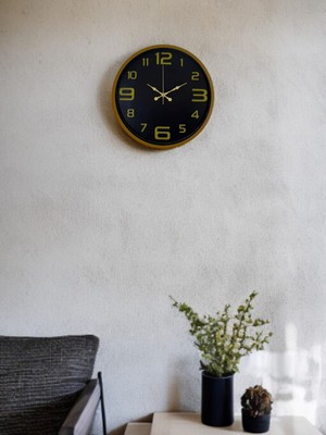 Twin Store 36 cm Kahverengi Gold Rakamlı Duvar Saati