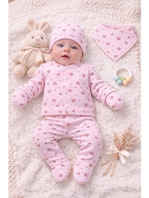 Kız Bebek Pamuklu Yenidoğan 5 Parça Hastane Çıkış Seti 0-3 Ay