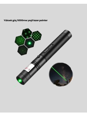 365Dükkan Uzun Mesafe Görünürlüklü Yeşil Lazer Pointer Şarjlı