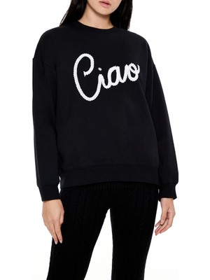 F21 Ciao Yazılı Sweatshirt