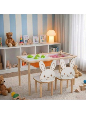 Koltukcuyuz Ahşap Tavşan Çocuk Oyun Masası