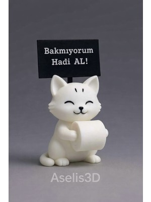 ASELIS3D Tuvalet Kağıdı Uzatan Tasarım Kedi, Sevimli Kedi Süsü, Tuvalet Kedi Süsü