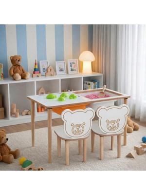 Koltukcuyuz Ahşap Beyaz Ayı Oyun Masası