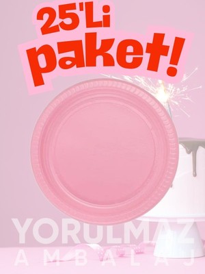 Yorulmaz Ambalaj 🌈 Rainbow Pembe Plastik Tabak 25 Adet – Dayanıklı & Şık Kullan-At