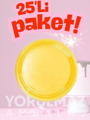 Yorulmaz Ambalaj 🟡 Rainbow Sarı Plastik Tabak 25 Adet – Canlı Renkli & Dayanıklı