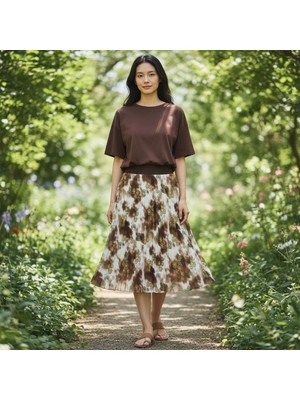 Eren Style Şifon Içi Astarlı Beli Lastikli Etek(95 Cm)-(38-52)