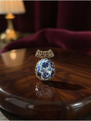 Anka Select Gold Çerçeveli Mavi Malakit Desenli Kolye Ucu – Bohem Doğal Taş Görünümlü Şık Tasarım