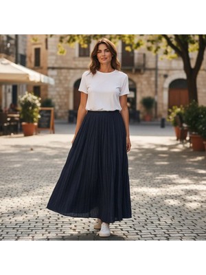 Eren Style Italyan Beli Lastikli Ütülenmeyen Kırışık Etek