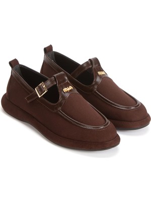 MFT Ayakkabı Kadın Kahverengi Aksesuarlı Makosen Babet Loafer Günlük Ayakkabı