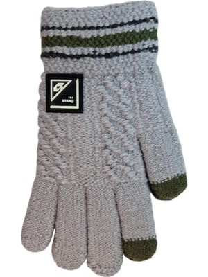 Spteks Kitti 9-12 Yaş Erkek Garson Gri Renk Amblem Figürlü Kışlık Örme Eldiven