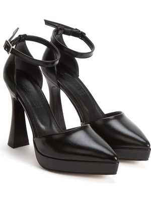 MFT Ayakkabı Kadın Siyah Sivri Burunlu Platform Topuklu Abiye Ayakkabı