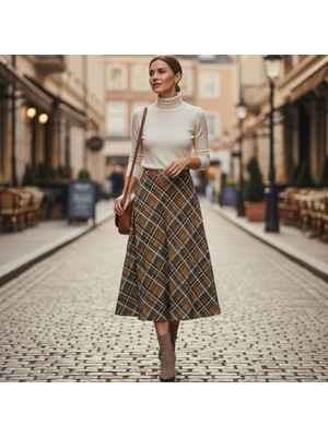 Eren Style Şifon Içi Astarlı Beli Lastikli Etek(95 Cm)-(38-52)