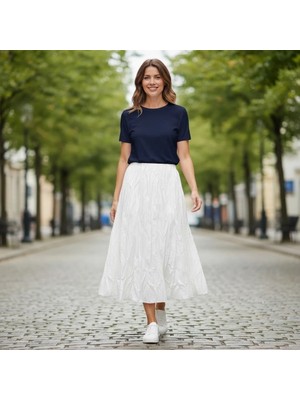 Eren Style Italyan Beli Lastikli Ütülenmeyen Kırışık Etek