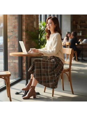 Eren Style Şifon Içi Astarlı Beli Lastikli Etek(95 Cm)-(38-52)