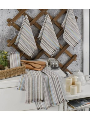 30X50 cm Pamuklu Çizgili Kurulama Bezi– 6’lı Set