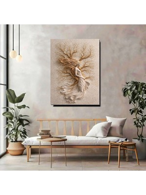 Artprinta Hayat Ağacı Kadın Figürlü Kanvas Tablo – 3D Efektli Sanatsal Duvar Dekoru