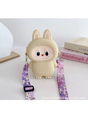 Labubu Kedi Kulaklı Silikon Çanta Cüzdan Kadın Genç Kız Çocuk Bebek 15X9 cm Hediyelik Ayarlı Askı