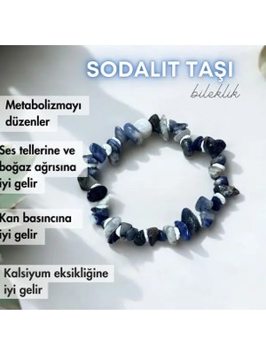 Bonicce Sodalit Taşı Gerçek Doğal Taş Bileklik