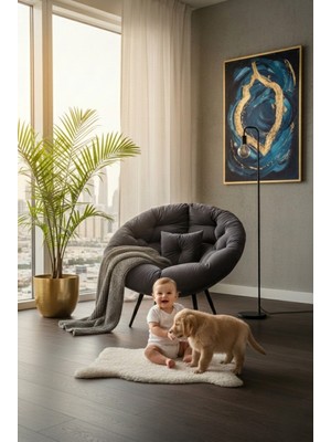 AVYNA Modern & Zarif Tekli Koltuk Berjer | Premium Dinlenme & Tv Koltuğu | Okuma Koltuğu - Füme