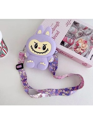 Labubu Kedi Kulaklı Silikon Çanta Cüzdan Kadın Genç Kız Çocuk Bebek 15X9 cm Hediyelik Ayarlı Askı