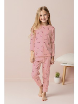 Alyakids Kız Çocuk %100 Pamuklu Flamingo Desen Pijama Takımı