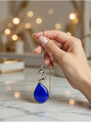 Anka Select Doğal Taş detaylı Turkuaz Renk otantik bohem tasarım  el işçiliği Cam Kolye