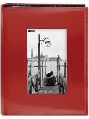 Pucutun Dikişli Çerçeve Fotoğraf Albümü 7" x 9" 200 Cep-Kırmızı,