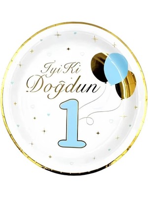 Dodomar Tabak 1 Yaş Iyiki Doğdun Mavi Altın Varaklı 6lı