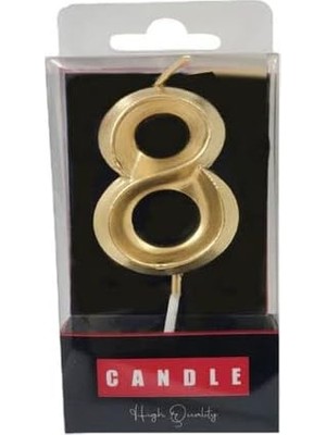 Pucutun - Kristal Desenli 8 Yaş Altın Pasta Mumu