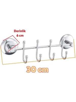 Pucutun Metal 4'lü Banyo Lavabo Vidalı Askılık Sağlam Aparat Krom Askılık Elbise Havlu Asma Askı