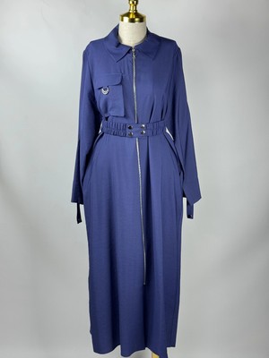 Nuss Indigo Renk Elbise