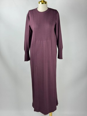 Nuss Bordo Renk Triko Elbise