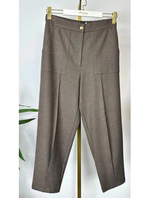 Sentez Kahve Renk Marina Dıştan Cepli Pantolon