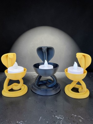 Todekora Kobra Tealight Mumluk Seti 3’lü-Dekoratif Mumluk